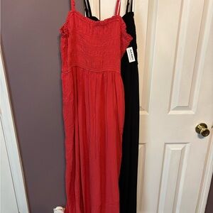 Reddish orange and Black Maxi Dresses